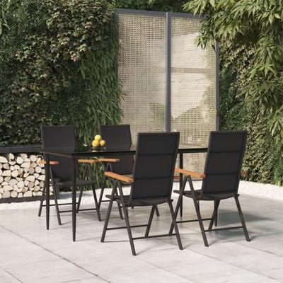 5-delige Tuinset poly rattan zwart en bruin