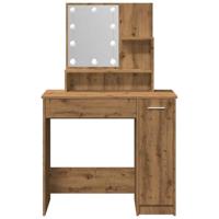 Kaptafel met LED-verlichting 86,5x35x136 cm artisanaal eiken - thumbnail