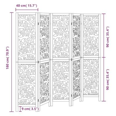 Kamerscherm met 5 panelen massief paulowniahout zwart