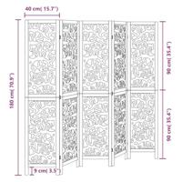 Kamerscherm met 5 panelen massief paulowniahout zwart - thumbnail