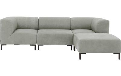 Goossens Excellent Bank Marshall Met Hocker groen, leer, 1,5-zits, urban industrieel