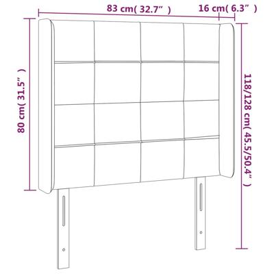 Hoofdbord met randen 83x16x118/128 cm fluweel lichtgrijs