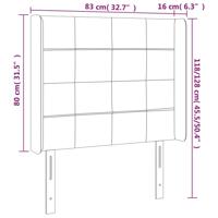 Hoofdbord met randen 83x16x118/128 cm fluweel lichtgrijs - thumbnail