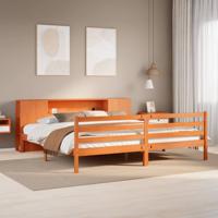 Bed met boekenkast zonder matras grenenhout wasbruin 180x200 cm - thumbnail