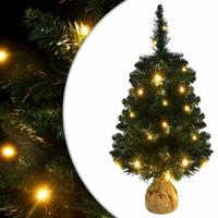 VidaXL Kunstkerstboom met verlichting en standaard 90 cm pvc groen - thumbnail