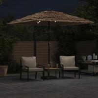 VidaXL Parasol met led's en stalen paal 248x248x248 cm bruin - thumbnail