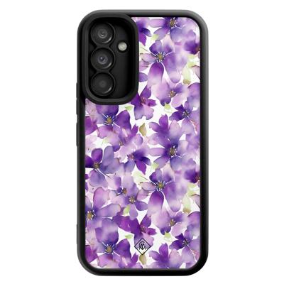 Samsung Galaxy A34 zwarte case - Floral violet