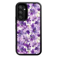 Samsung Galaxy A34 zwarte case - Floral violet - thumbnail