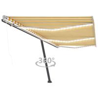 Luifel automatisch met LED en windsensor 600x300 cm geel en wit - thumbnail