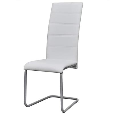 Eetkamerstoelen 4 st kunstleer wit - thumbnail