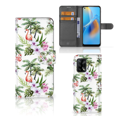 OPPO A74 4G | Telefoonhoesje | Met pasjeshouder | Flamingo Palms