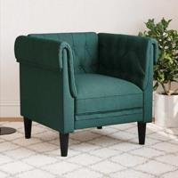 Fauteuil Chesterfield-stijl stof donkergroen - thumbnail