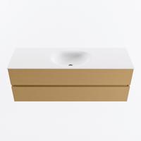 MONDIAZ VICA 140cm badmeubel onderkast Oro 2 lades. Wastafel MOON midden zonder kraangat, kleur Talc. - thumbnail