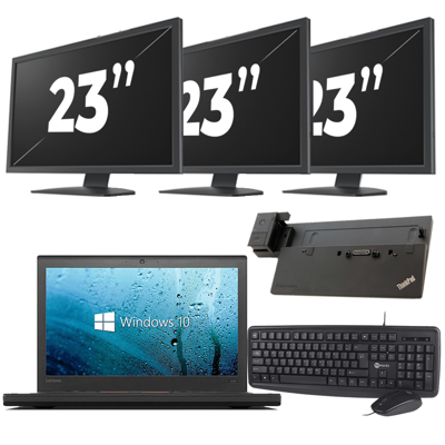 Lenovo ThinkPad X260 - Intel Core i5-6e Generatie - 12 inch - 8GB RAM - 256GB SSD - Windows 11 + 3x 23 inch Monitor