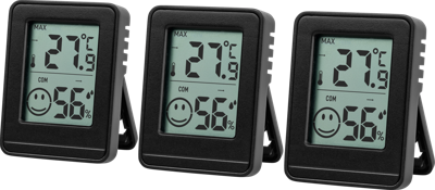 LIVARNO Set van 3 hygro- en thermometers (Zwart) LIVARNO Set van 3 hygro- en thermometers (Zwart)