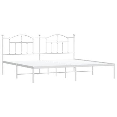 Bedframe met hoofdbord metaal wit 200x200 cm