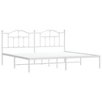 Bedframe met hoofdbord metaal wit 200x200 cm - thumbnail