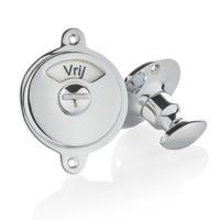 De Oude Deurklink WC Slot glanzend nikkel vrij-bezet plaat draaiknop rond rozet - thumbnail