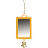 Spiegel met bel voor vogels vierkant - thumbnail