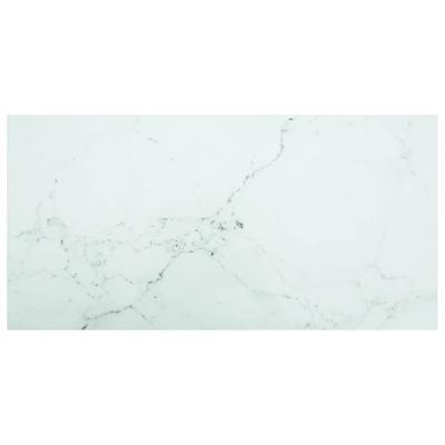 VidaXL Tafelblad 100x50 cm 6 mm gehard glas met marmeren design wit