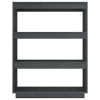 Boekenkast/kamerscherm 80x35x103 cm massief grenenhout grijs - thumbnail