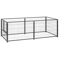 Hondenkennel 200x100x70 cm staal zwart - thumbnail