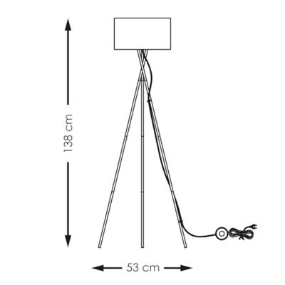 Moderne Vloerlamp - Zwarte Stoffen Lampenkap en Metalen Staande lamp - 53/53/138 cm - Inclusief LED E27 Lichtbron 9W 806Lm - voor Woonkamer en Slaapkamer - Met Voetschakelaar