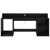 Bureau met lade Zwart eiken 200 x 55 x 91 cm Bewerkt hout - thumbnail