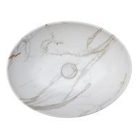 Riho Marmic Oval Waskom 52x39.5x13cm Keramiek Ovaal marmer mat wit W031004M00 - thumbnail
