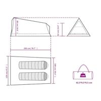 Tent 2-persoons 200x120x88/62 cm 185T taft blauw - thumbnail