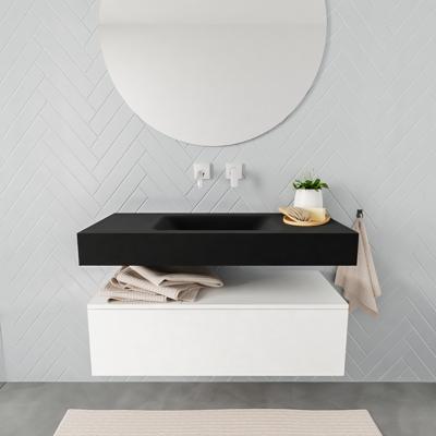 Aqua Splash Badkamermeubel AQS Ibiza 100 cm Mat Wit Solid Surface Wastafel Mat Zwart - Badmeubel Ibiza 100 cm Mat Wit Spoelbak Midden Mat Zwart (0 Aqua Splash Badkamermeubel AQS Ibiza 100 cm Mat Wit Solid Surface Wastafel Mat Zwart - Badmeubel Ibiza 100 cm Mat Wit Spoelbak Midden Mat Zwart (0