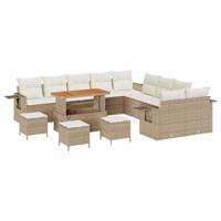 Tuinbankenset 14 pcs Beige poly rattan - thumbnail