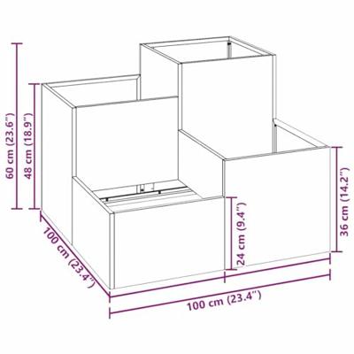 VidaXL Tuin bloempot roestig 100 x 100 x 60 cm cortenstaal VidaXL Tuin bloempot roestig 100 x 100 x 60 cm cortenstaal