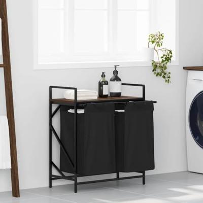 VidaXL Wasmand 2 vakken met plank bruin eikenkleurig VidaXL Wasmand 2 vakken met plank bruin eikenkleurig