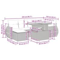 7-delige Loungeset met kussens poly rattan zwart - thumbnail
