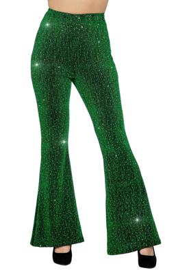 Party glitter broek groen flared Party glitter broek groen flared