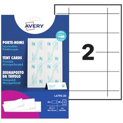AVERY Bedrukbare naamkaarten 20 blad, 40 stuks (ft 180 x 60 mm)