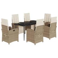 7-delige Tuinset met kussens poly rattan beige - thumbnail