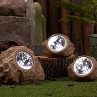 Set van 3 tuinstenen op zonne-energie om te installeren - LUMISKY - ROCKY BROWN - 14 en 9 cm - Markering - Witte LED - thumbnail
