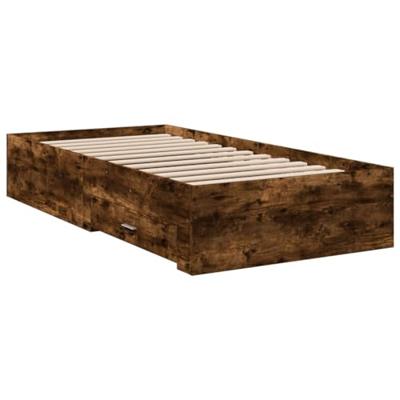 Bedframe met lades bewerkt hout gerookt eikenkleurig 75x190 cm