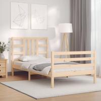 Bedframe met hoofdbord massief hout - thumbnail