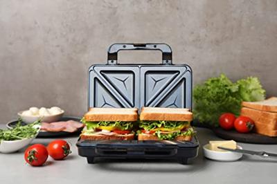 Bestron ASM90XLTG XL Sandwichmaker RVS/Zwart