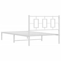 Bedframe met hoofdbord metaal wit 107x203 cm - thumbnail