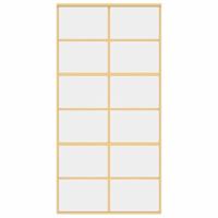 Schuifdeur 102,5x205 cm helder ESG-glas en aluminium goudkleur - thumbnail