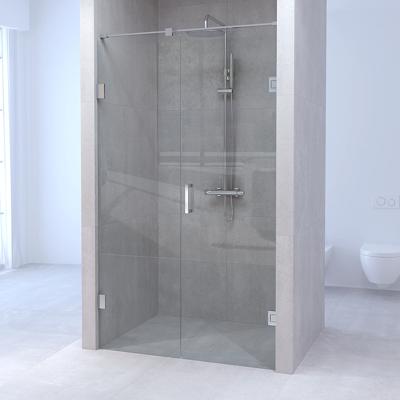 Brauer Void - Nisdeur - 2-Delig - Helder Glas - 100 x 200 cm - Omkeerbaar - met Draaideur 60 cm - Aan Muur - incl. Glascoating - Chroom