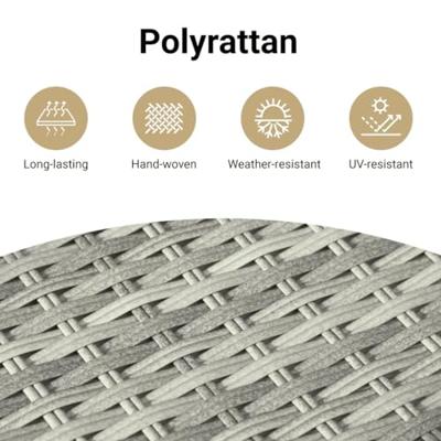 Ligbed met kussen poly rattan lichtgrijs Ligbed met kussen poly rattan lichtgrijs