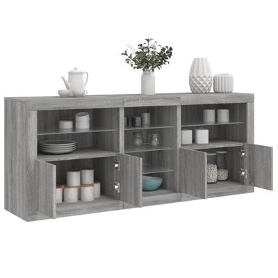 Dressoir met LED-verlichting 181,5x37x678 cm grijs sonoma eiken