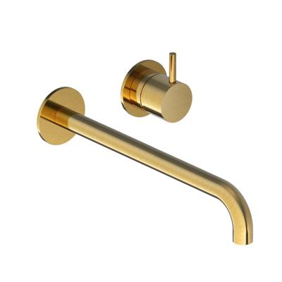 Inbouw Wastafelkraan Hotbath Cobber 25 cm Gebogen Uitloop 1-Hendel Geborsteld Messing PVD