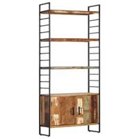 Boekenkast met 4 schappen 80x30x180 cm massief gerecycled hout - thumbnail
