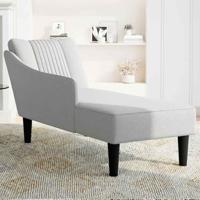 Chaise longue met rechterarmleuning stof wolk grijs - thumbnail